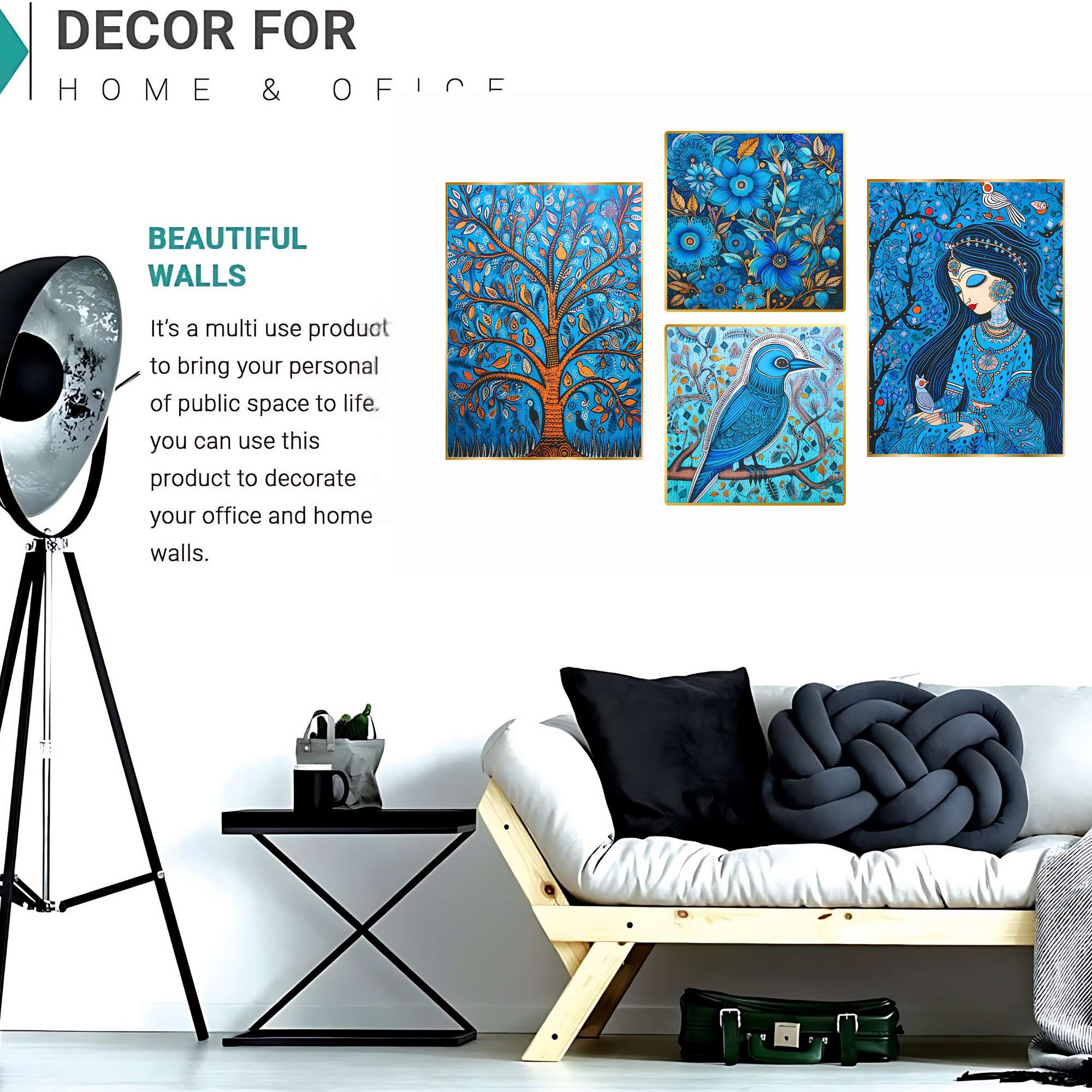 Set of Four Wall Paintings for Wall Dacoration Golden Framed Wall Paintings for Living Room & Bedroom Wall Art for Home Decoration & Office Wall Décor (13x10 inch CH-GD4-2) - Image 3